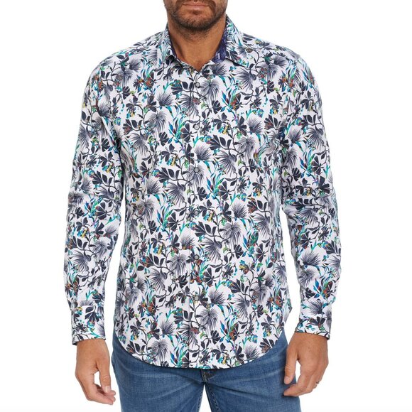 Robert Graham Men's All Aboard Multi Tropical Button-Up Long Sleeve Shirt M - Picture 1 of 10
